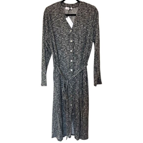 NEW Michael Stars Women’s Isa Ribbed Cardigan Black/White/Grey 2X - Picture 5 of 8